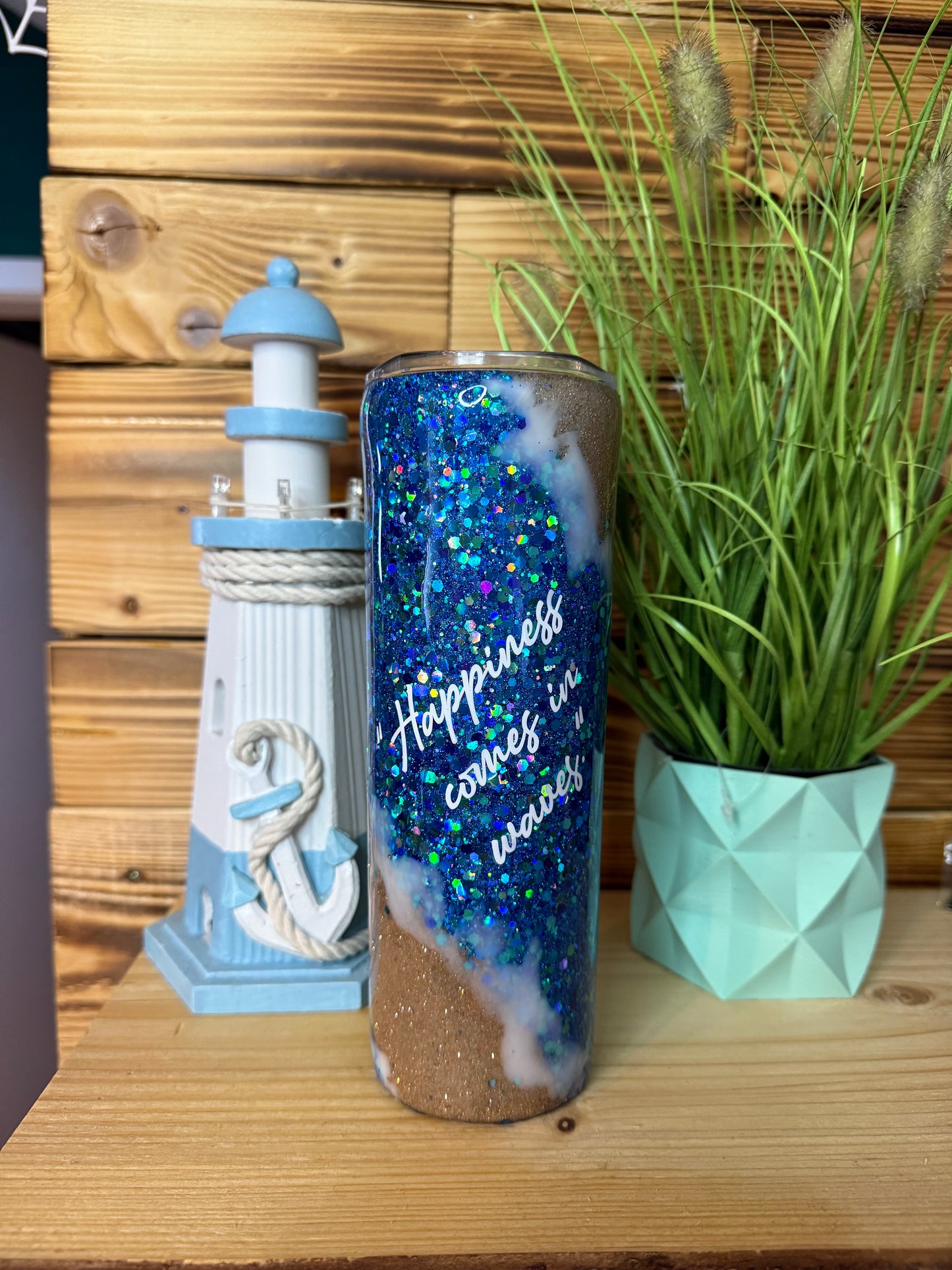 Glitzer Tumbler " Waves " Thermobecher 600ml