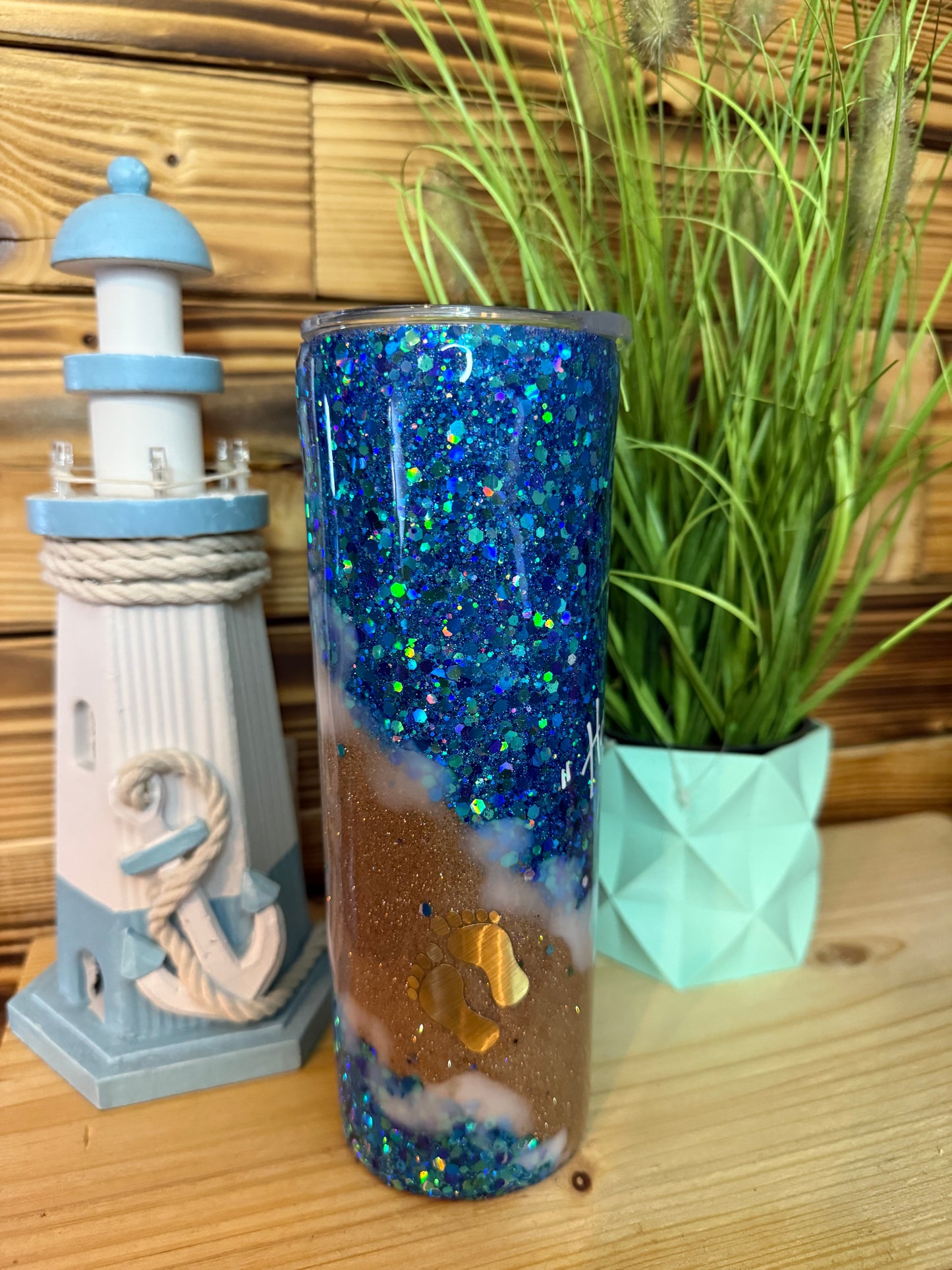 Glitzer Tumbler " Waves " Thermobecher 600ml