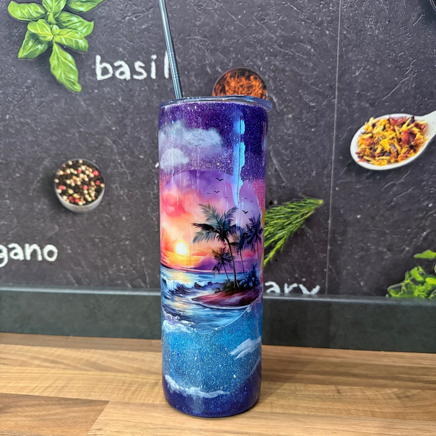 Glitzer Tumbler " Island " Thermobecher 600ml