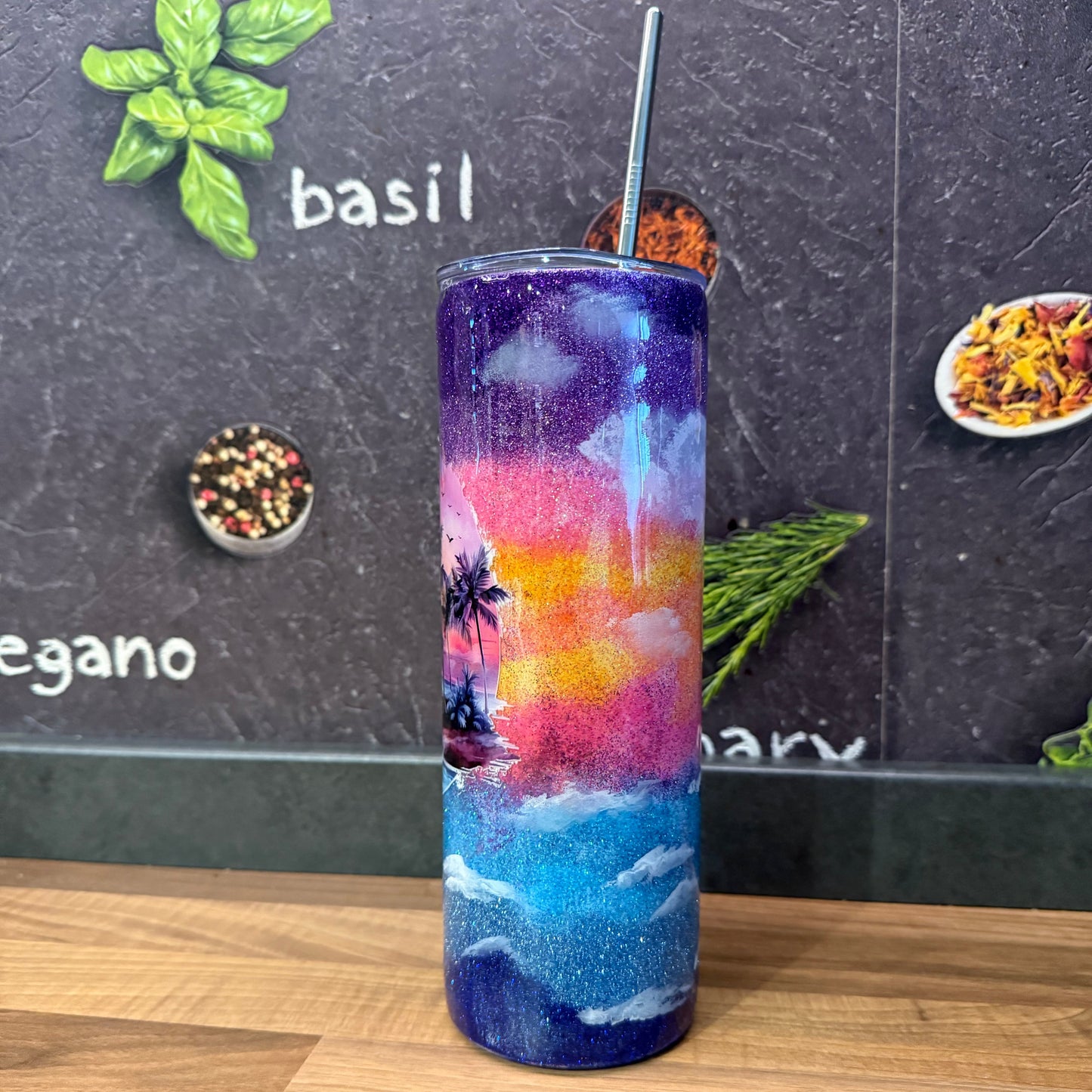 Glitzer Tumbler " Island " Thermobecher 600ml