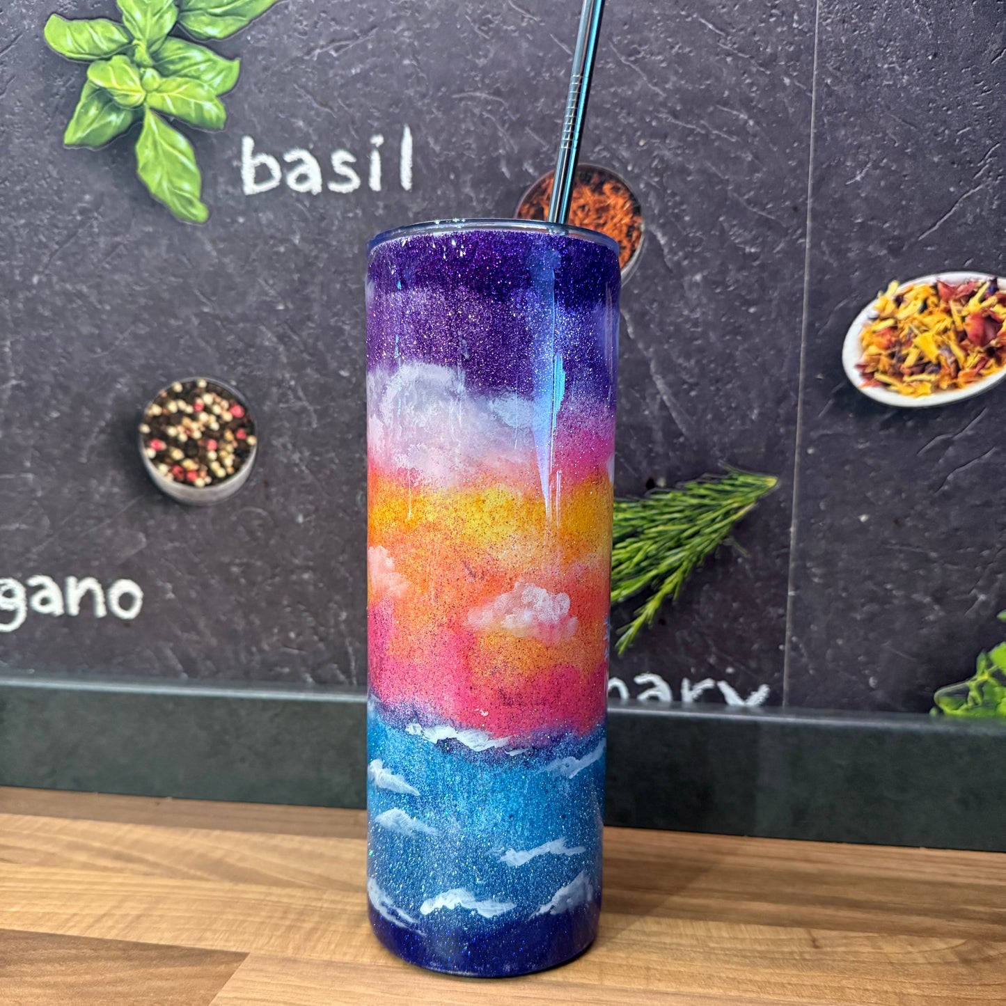 Glitzer Tumbler " Island " Thermobecher 600ml
