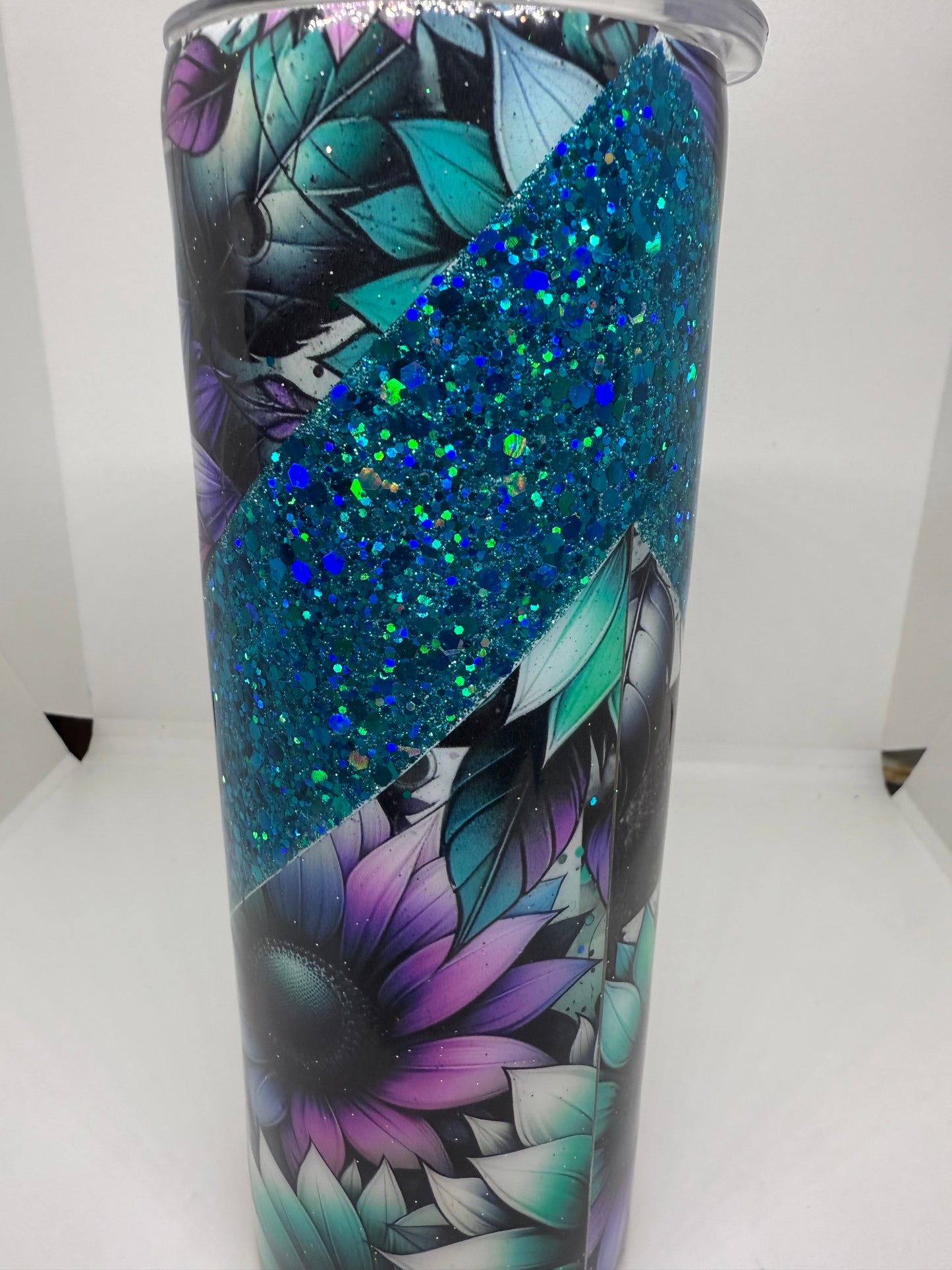 Glitzer Tumbler  " Flower " Thermobecher 600ml