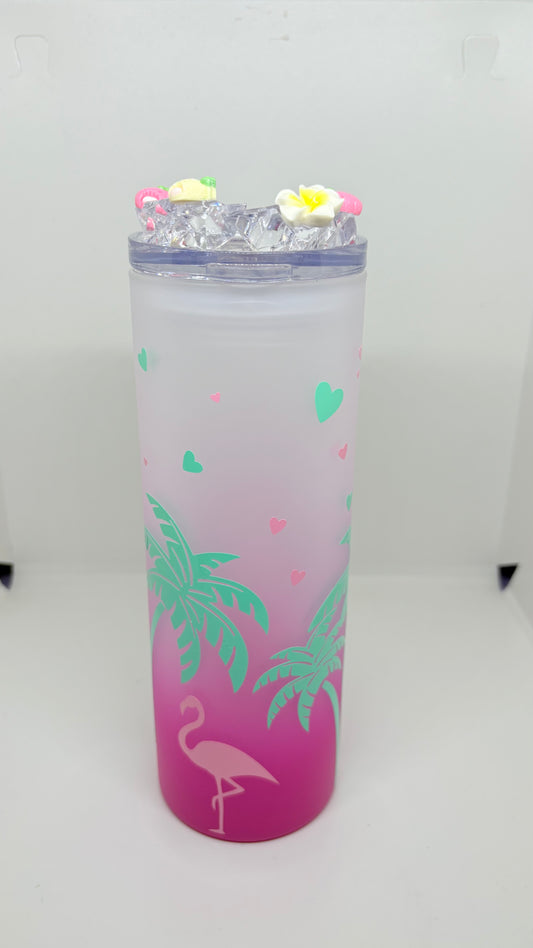 Satinierter Glasbecher mit Farbverlauf –  " Summer vibes Only "