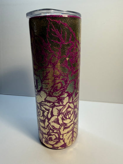 Glitzer Tumbler  " Rose " Thermobecher 600ml